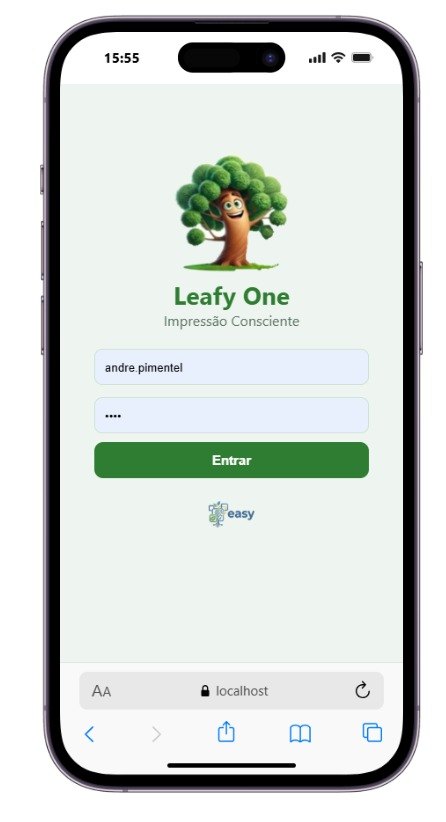 Tela de login do Leafy One no celular